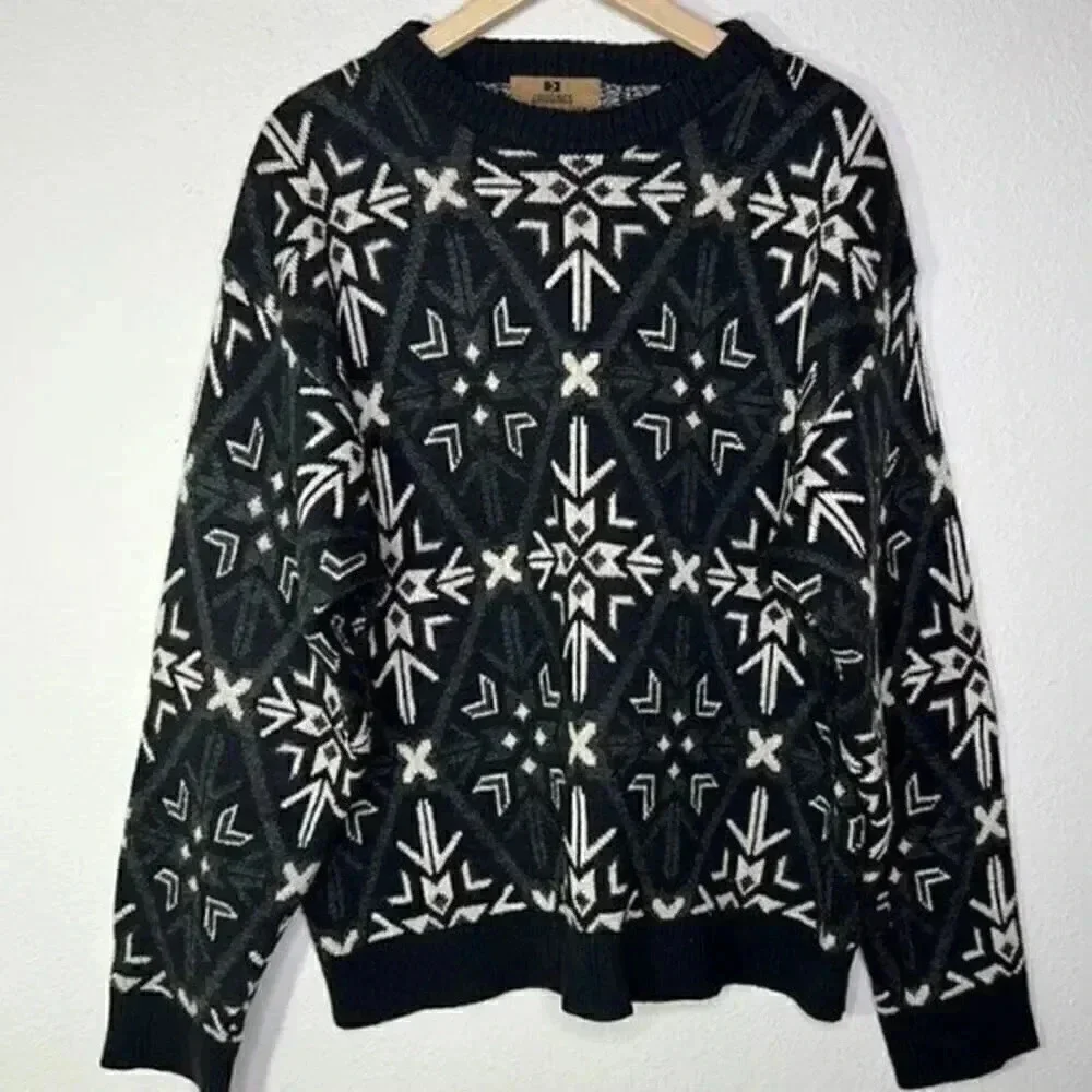 J. Riggings Large silk blend vintage look sweater Aztec design.